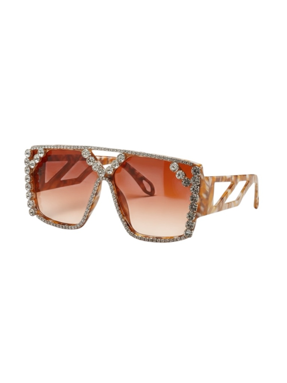 NEW Oversized Rhinestone Square Sunglasses UV400 Tortoise - Picture 13 of 13